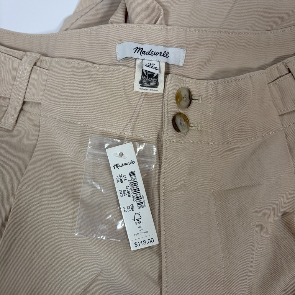 Madewell Pants Women 12 Petite The Harlow Wide Leg Linen Blend Pleated High Rise - Picture 3 of 10